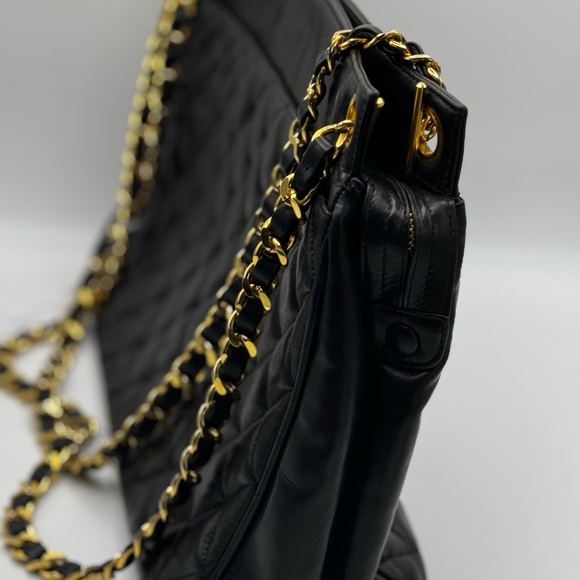 Chanel Lambskin Leather Shopping Chain Shoulder Bag Black 1 Series - Picture 6 of 16